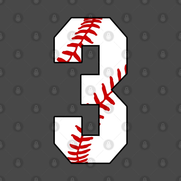 Baseball Number 3 #3 Baseball Shirt Jersey Favorite Player Biggest Fan by TeeCreations