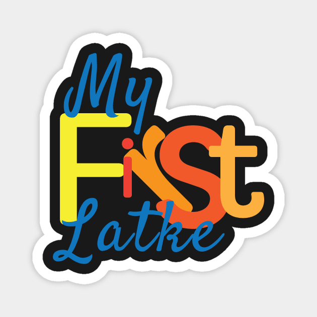 My First Hanukkah Latke Blue Orange Yellow Magnet by sigdesign