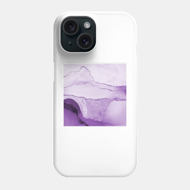 Watercolor Agate in Amethyst Purple Glitter Veins Phone Case by PixDezines