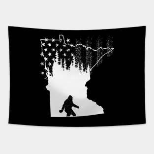 Minnesota Bigfoot American Flag Tapestry