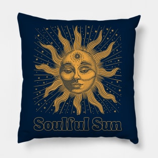 Soulful Sun Vintage Zen  Illustration Pillow