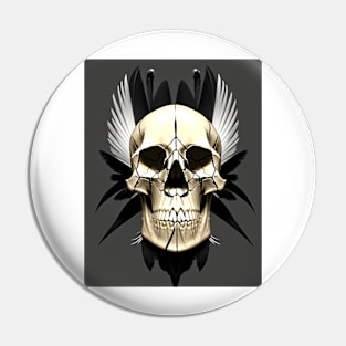 skull with feathers Pin