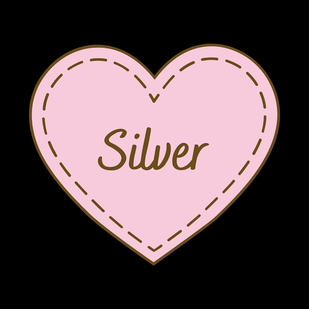 I Love Silver Simple Heart Design by Word Minimalism