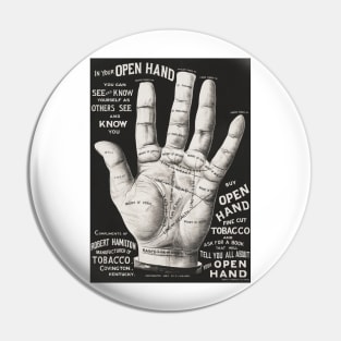 Open hand, palm reading Pin
