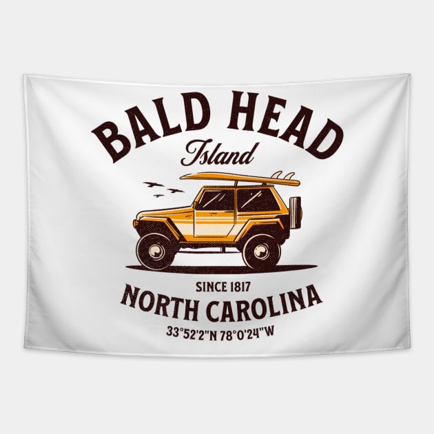 Bald Head Island, NC Surfboard Vacationing Tapestry by Contentarama