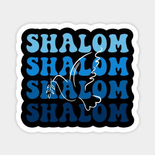 Blue and White Hebrew Shalom Peace Magnet