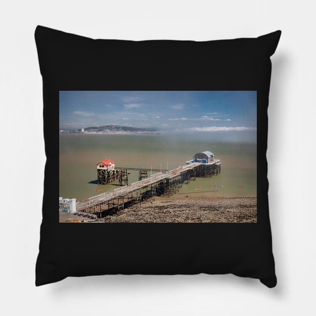 Mumbles Pier and Lifeboat Station Pillow by dasantillo