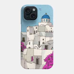 Oia Santorini Greece Whimsical Illustration Phone Case