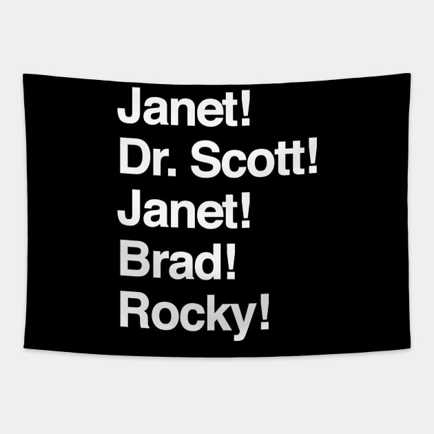 The Rocky Horror Janet, Dr. Scott, Janet, Brad, Rocky Tapestry by amalya