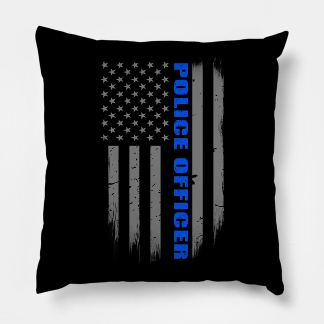 Thin Blue Line Flag Police Officer Pillow by bluelinemotivation