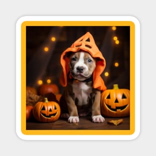 Cute Halloween Pitbull Puppy Magnet