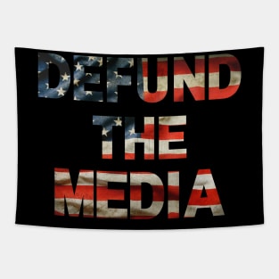 Defund the media American flag letters Tapestry