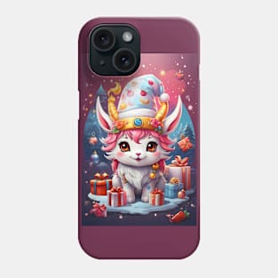 Cute Pink Cat with Christmas Gifts and Decorations Phone Case