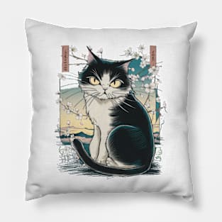 Sullen Cat Japanese Art Print Pillow