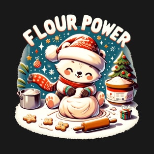 Flour Power Kawaii Christmas Polar Bear Baking T-Shirt