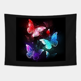 Three Glowing Butterflies Tapestry