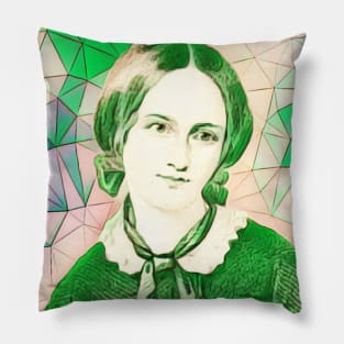 Emily Bronte Green Portrait | Emily Bronte Artwork 8 Pillow