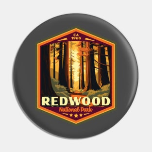 Redwood National Park Vintage WPA Style Outdoor Badge Pin