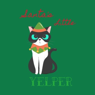 Santa's Little Yelper Christmas Cat T-Shirt