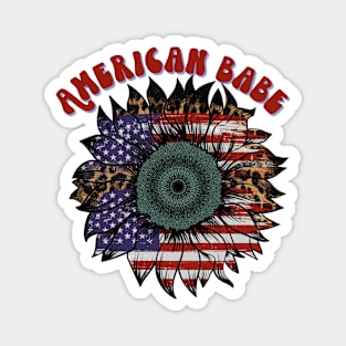 American Babe American Flag Sunflower Magnet