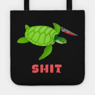 Turtle Shit Funny Turtle Shirt, Murderous turtle With Knife T-Shirt Tote