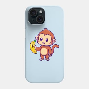 Cute Monkey Holding Banana Cartoon Phone Case