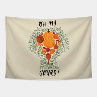"Oh My Gourd" - pumpkins & swirls Tapestry