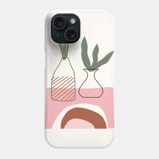 Boho Abstract Vases and Plants Leaves Organic forms Phone Case