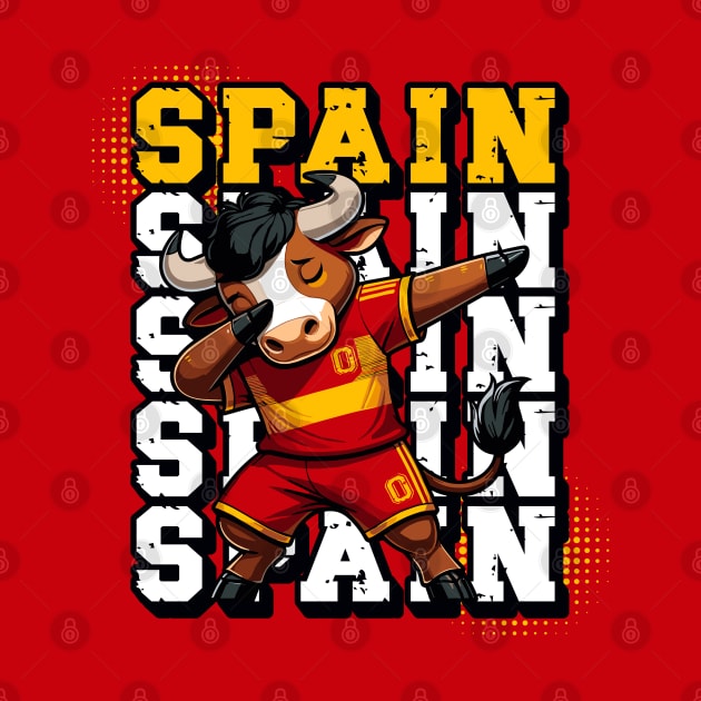 Dabbing Bull - Spain Football Fan Tee Design by Kicosh