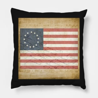 Betsy Ross 1776 American Revolutionary distressed Flag graphic design Pillow