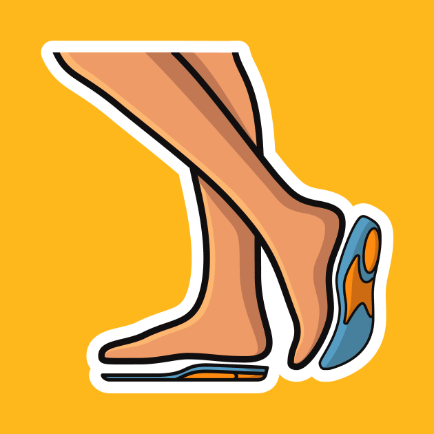 Comfortable Shoes Insoles with Human Foot Sticker vector illustration. Fashion object icon concept. Insoles for a comfortable and healthy walk sticker design logo icons with shadow. by AlviStudio