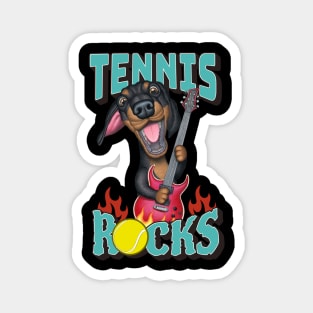 Funny and cute doxie Tennis Rocks dachshund rock and roll guitar Magnet