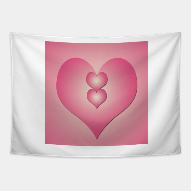 Pink hearts on pink background Tapestry by ikshvaku