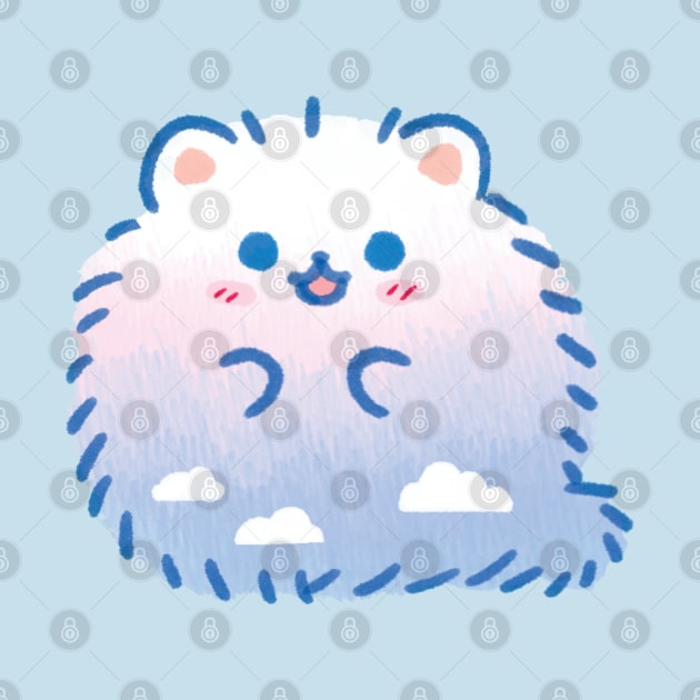 Fluffy Sky Pomeranian pom cute dog clouds by mushopea