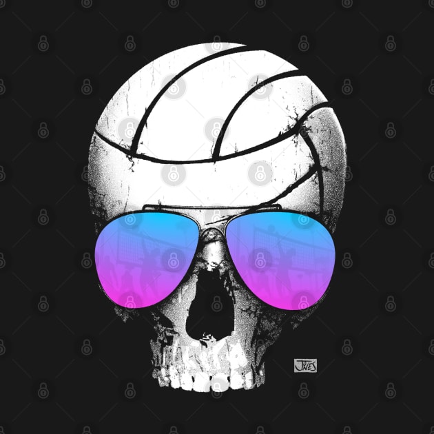 Volleyball Skull Wearing Blue Aviators by cjboco