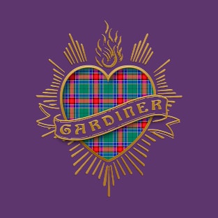 The Gardiner Family Tartan 'Radiant Love Heart' Retro Design T-Shirt