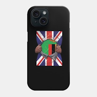 Zambia Flag Great Britain Flag Ripped - Gift for Zambian From Zambia Phone Case