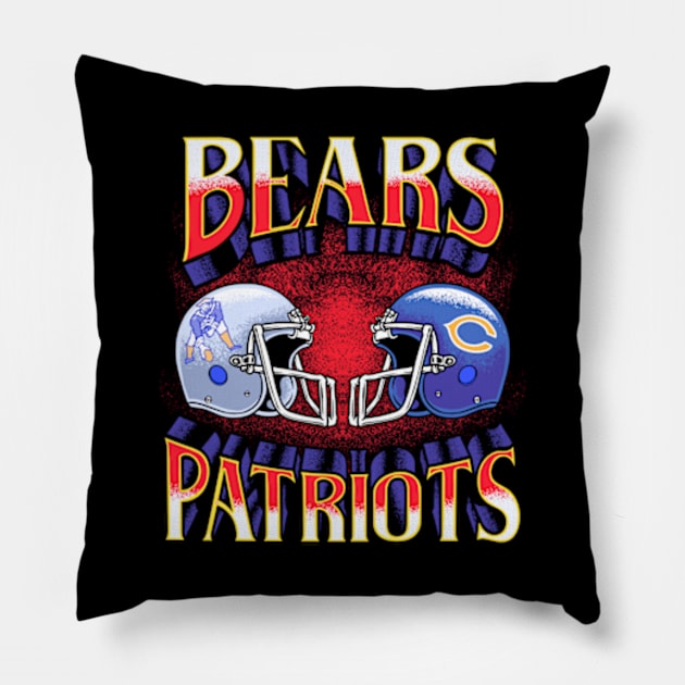 Bears vs Patriots Pillow by BlockersPixel