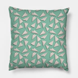 Paper Planes Pattern | White Green Pillow