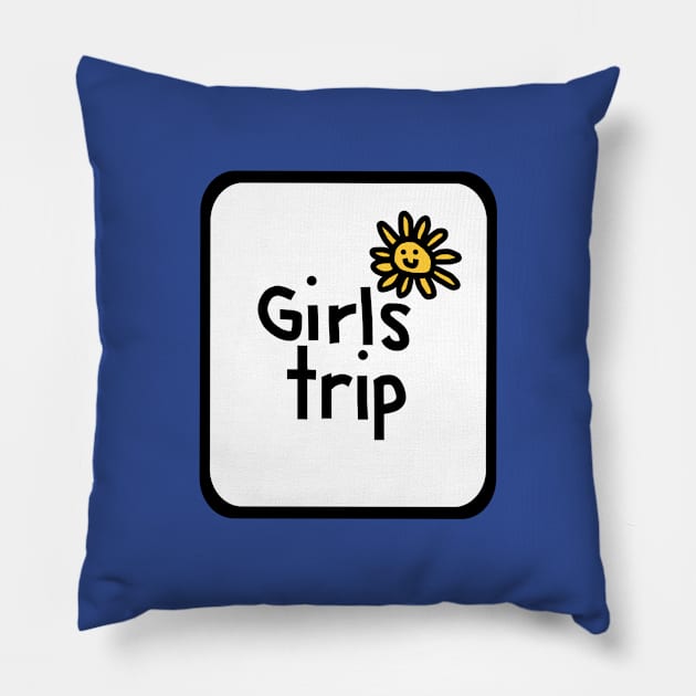 Frame Girls Trip with Daisy Flower Pillow by ellenhenryart