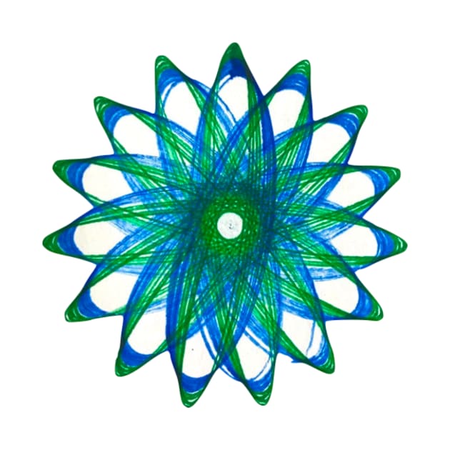 Spirograph Star Pattern #4--Blue and Green by Travelling_Alle