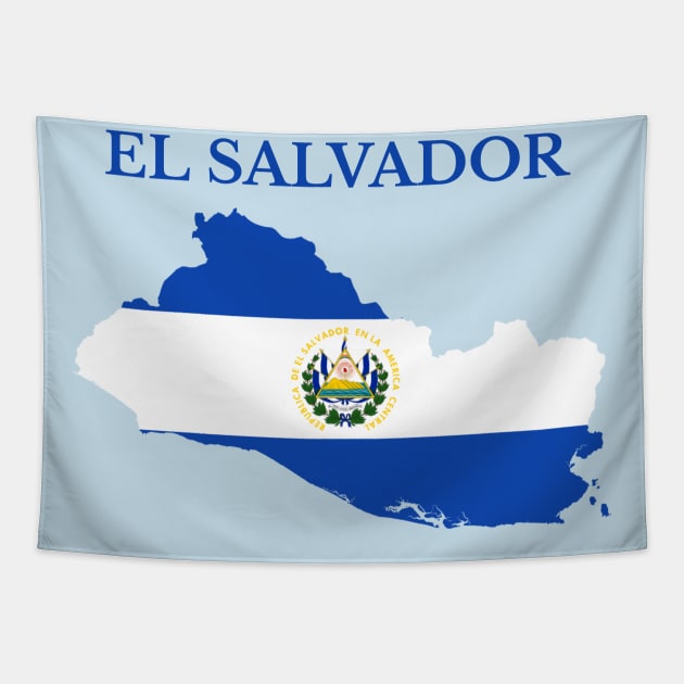 El Salvador Map Flag Tapestry by maro_00