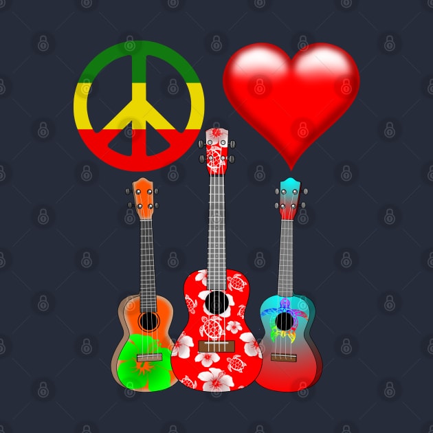 Peace Love Ukuleles by macdonaldcreativestudios