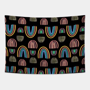 Boho Rainbows paint it black pattern Tapestry