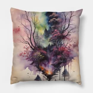 Nature Watercolor Painting Pillow