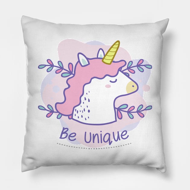 Be unique unicorn Pillow by Raturu