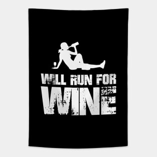 Will Run for Wine - female runner Tapestry