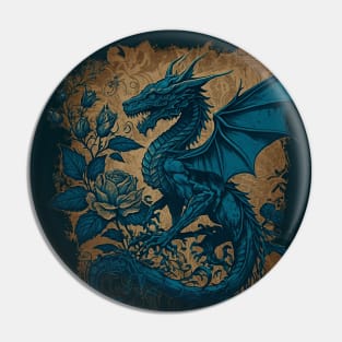 blue rose and dragon Pin