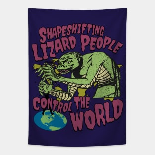 Shapeshifting Lizard People Control The World - Sci Fi B Movie Horror Poster Tapestry