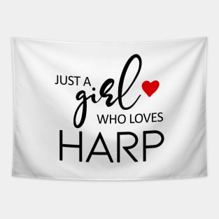Just A Girl Who Loves Harp - Music Harp Tapestry